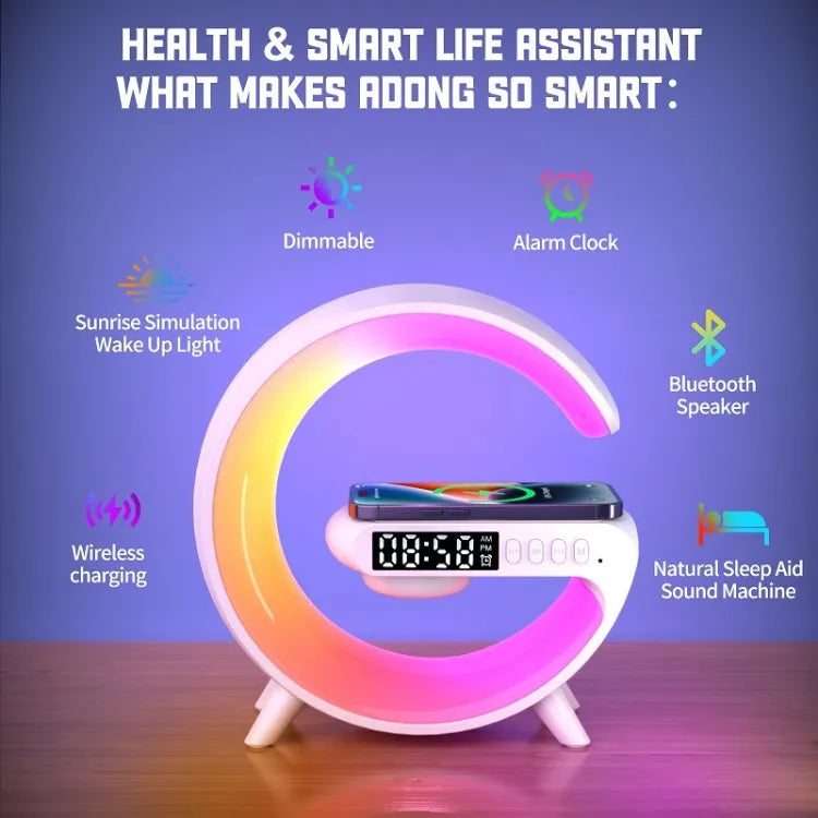 Misuli 3 In 1 Bluetooth Speaker Alarm Clock Wireless Charger Led Moon Lamp Music Home Decor Night Table Smart Light