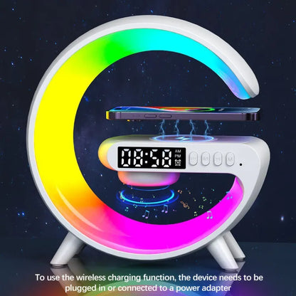 Misuli 3 In 1 Bluetooth Speaker Alarm Clock Wireless Charger Led Moon Lamp Music Home Decor Night Table Smart Light