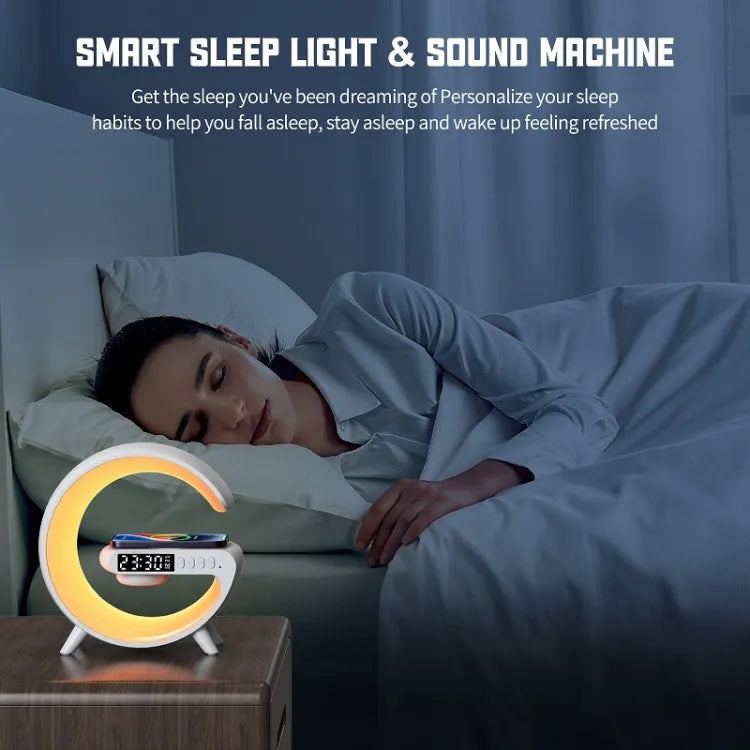 Misuli 3 In 1 Bluetooth Speaker Alarm Clock Wireless Charger Led Moon Lamp Music Home Decor Night Table Smart Light