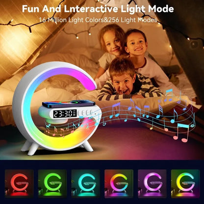 Misuli 3 In 1 Bluetooth Speaker Alarm Clock Wireless Charger Led Moon Lamp Music Home Decor Night Table Smart Light