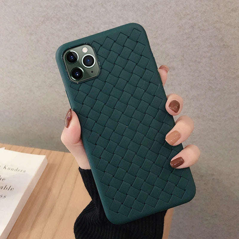 Leather Feel Mesh Shock Proof Case For All iPhone Models