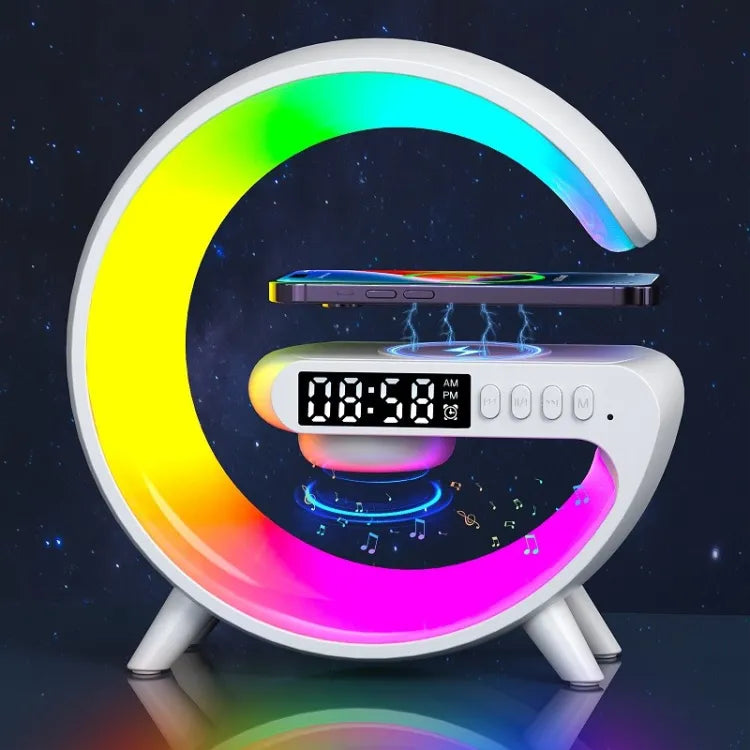 Misuli 3 In 1 Bluetooth Speaker Alarm Clock Wireless Charger Led Moon Lamp Music Home Decor Night Table Smart Light